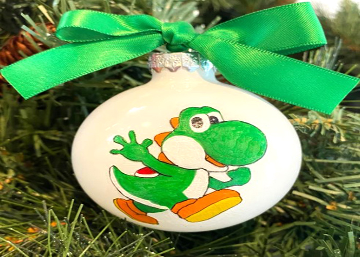 Creating Yoshi-themed Christmas Ornaments