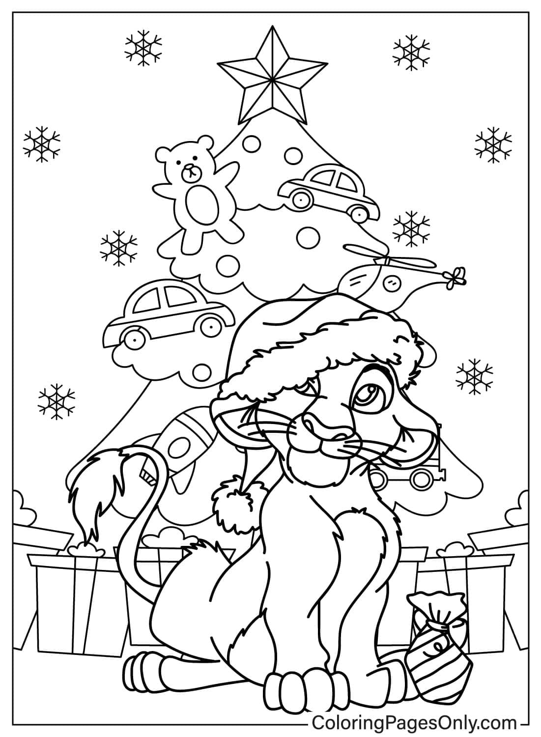 El Rey León en Navidad - Páginas para colorear para imprimir gratis