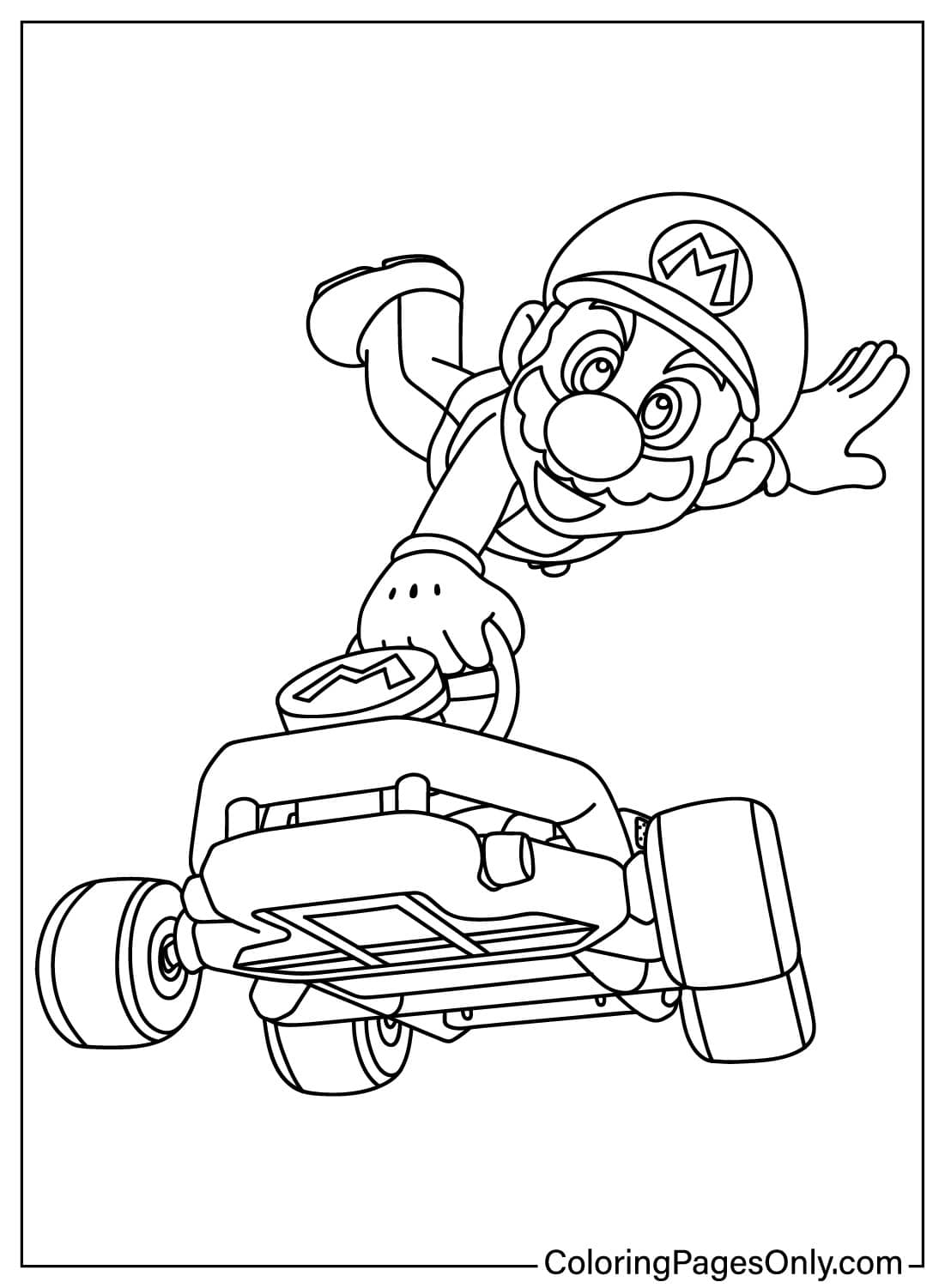 Mario Flying On The Racing Track - Free Printable Coloring Pages