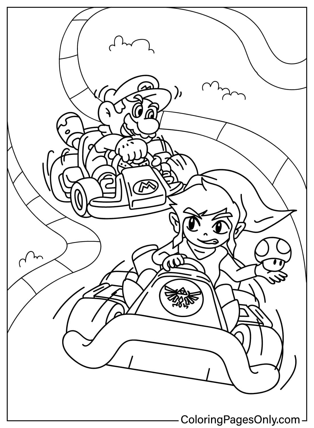 Mario Kart Characters - Free Printable Coloring Pages