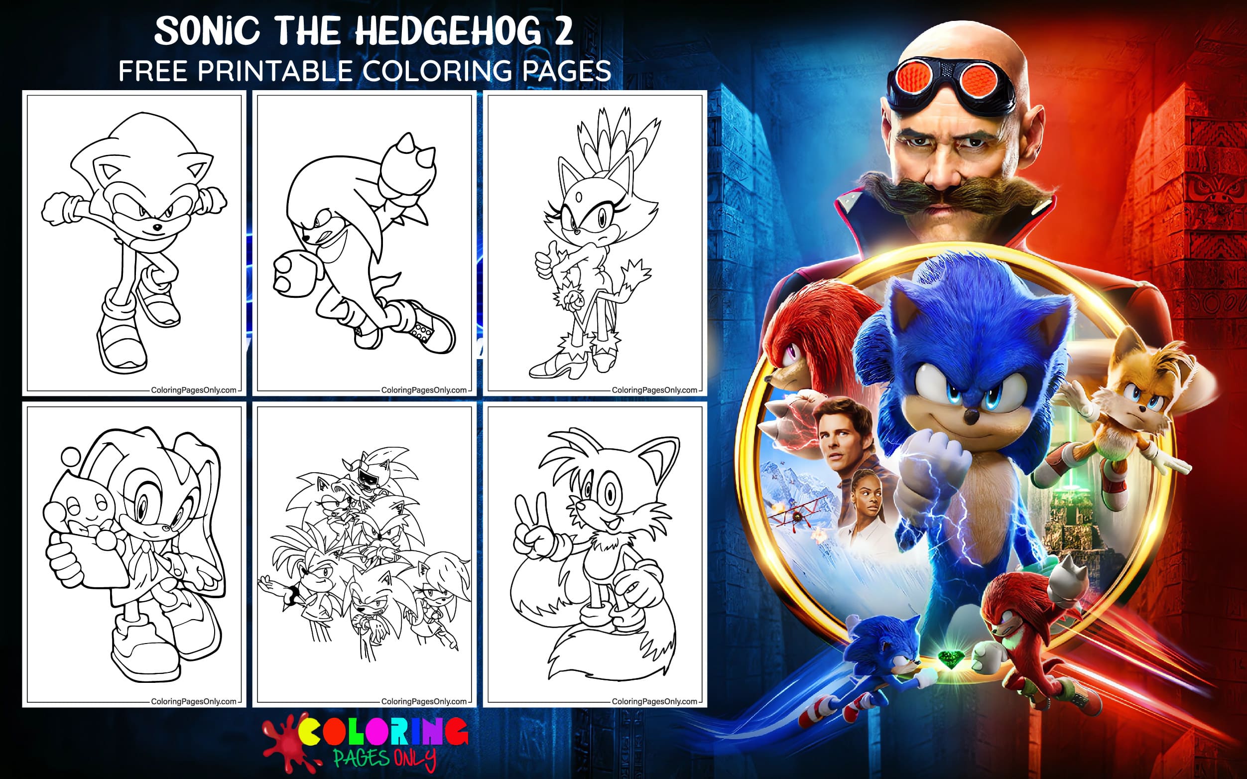Colouring Pages Sonic 2 All For One