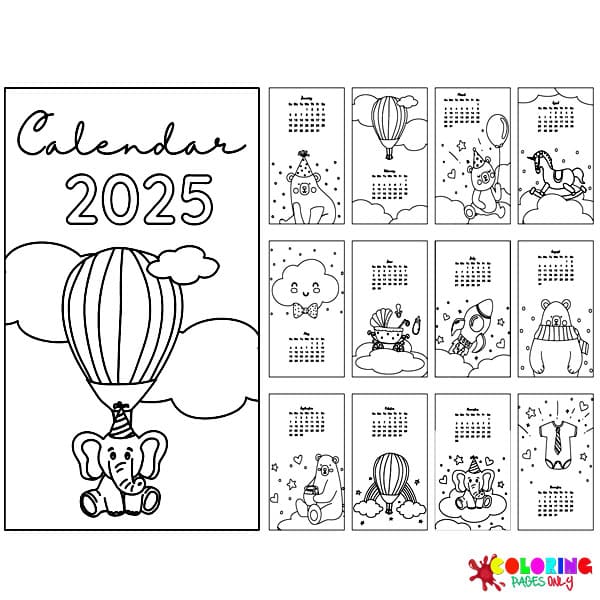 Calendar 2025 Coloring Pages