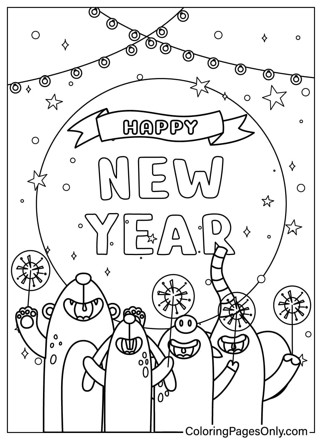 20 Happy New Year 2025 Coloring Pages