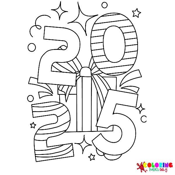 Happy New Year 2025 Coloring Pages