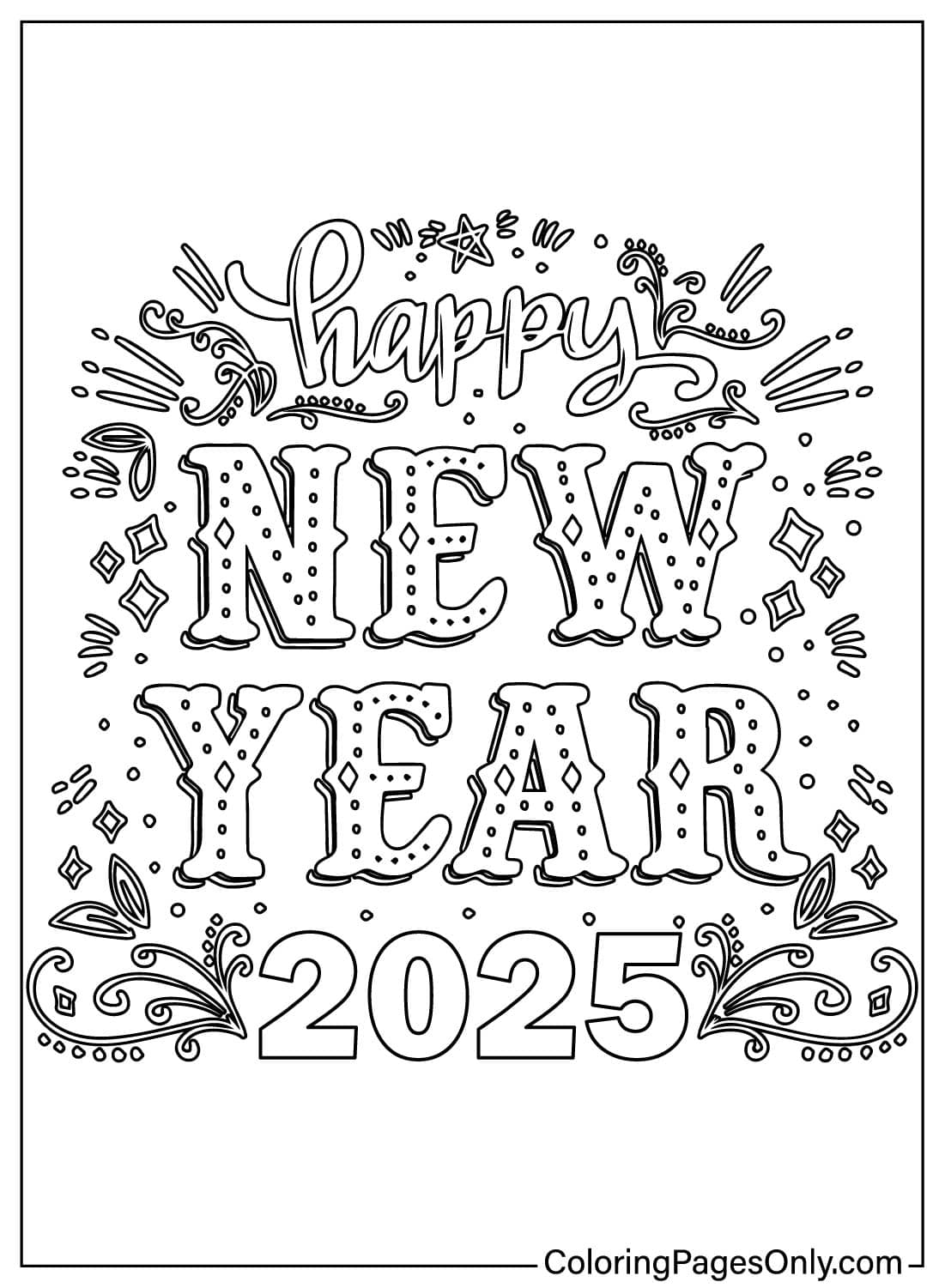 20 Happy New Year 2025 Coloring Pages