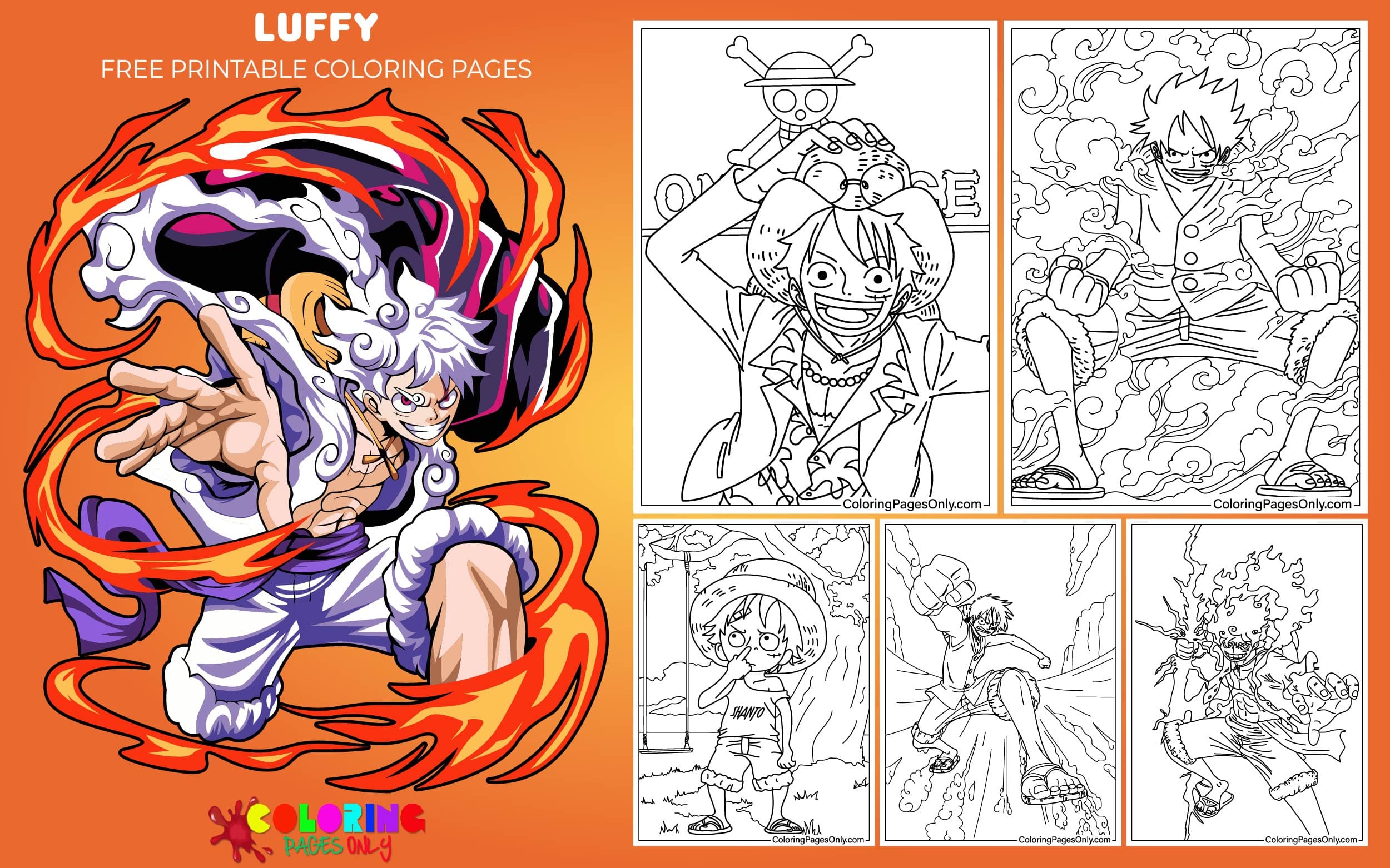 luffy gear 5 coloring page