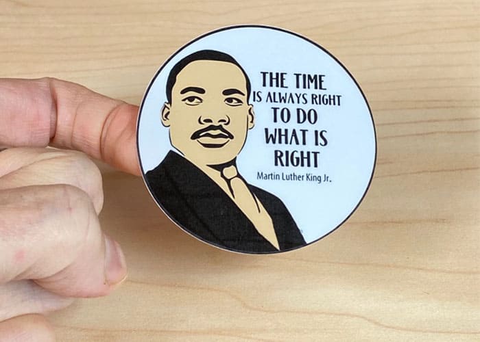 Making Dr King Badges with Martin Luther King images