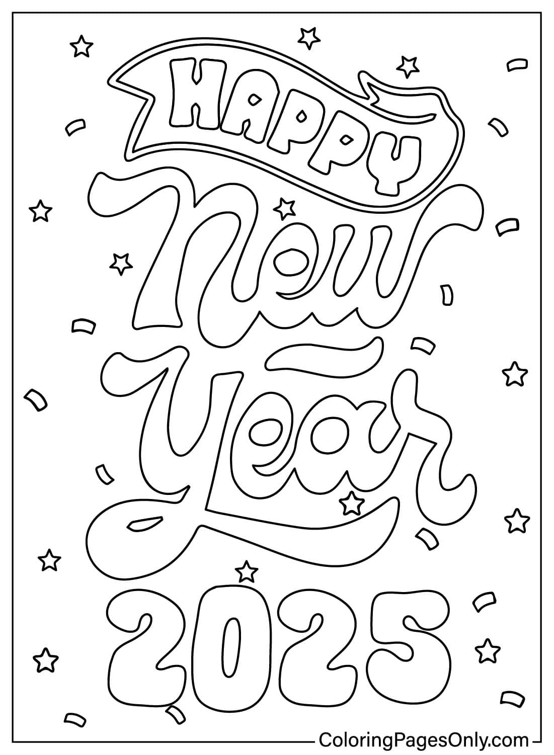 20 Happy New Year 2025 Coloring Pages