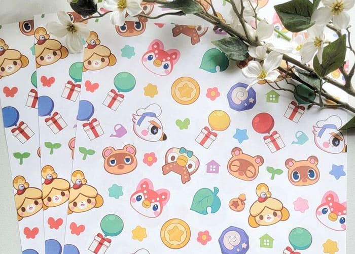 Personalized Gift Wrapping Paper with Animal Crossing images