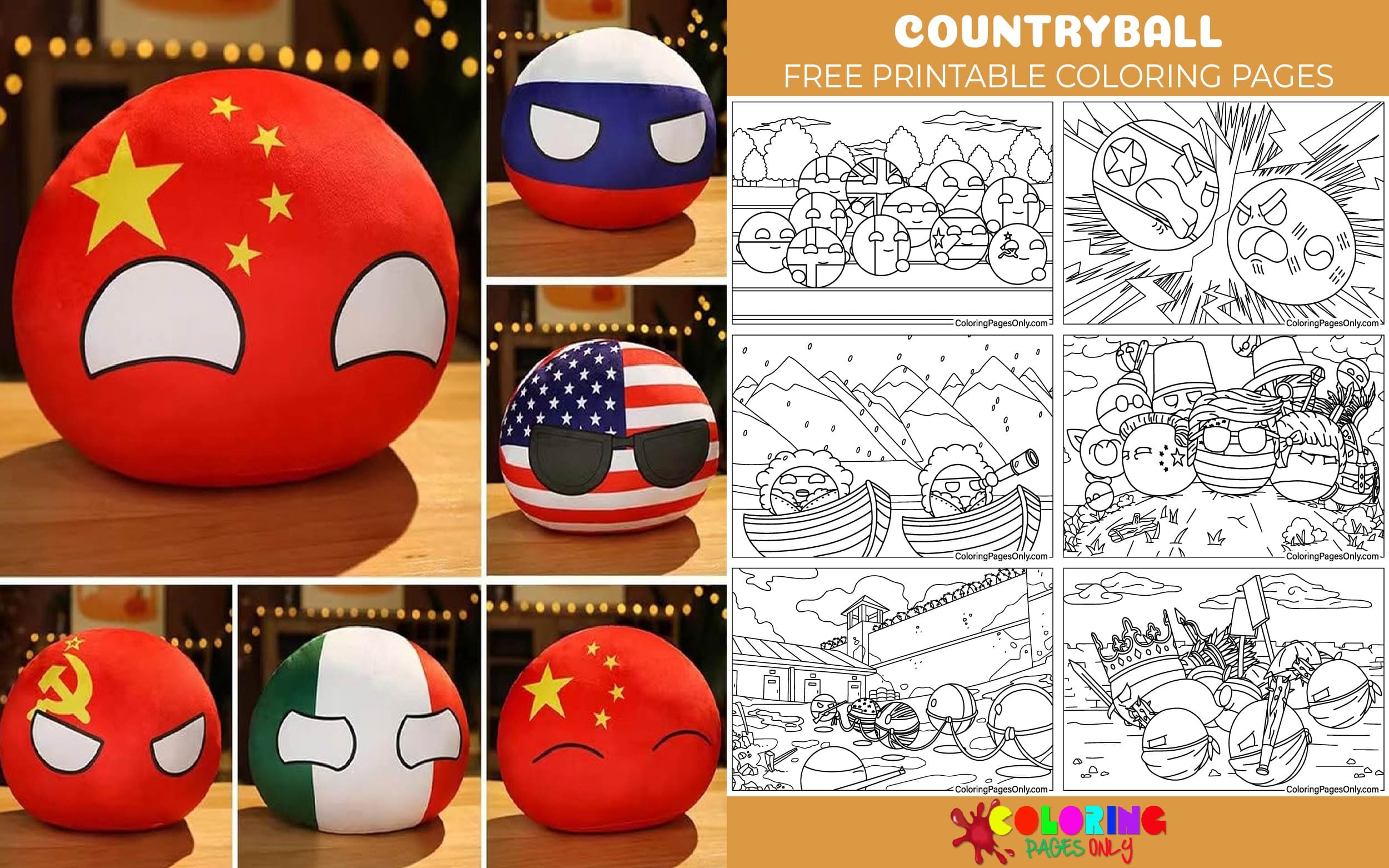 Free Printable Countryballs Coloring Pages PDF, PNG and JPG Designs