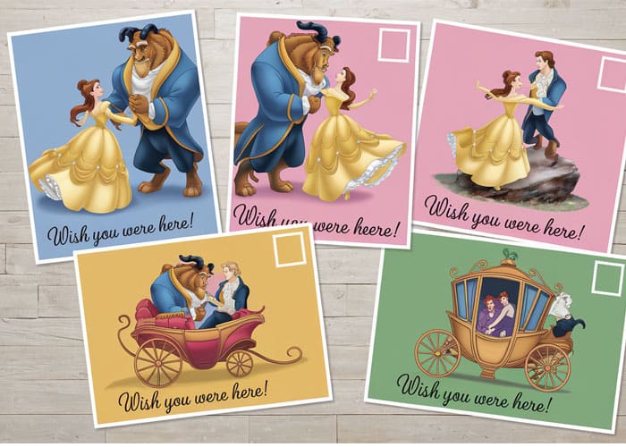 Love Postcards with Beauty and The Beast Printables