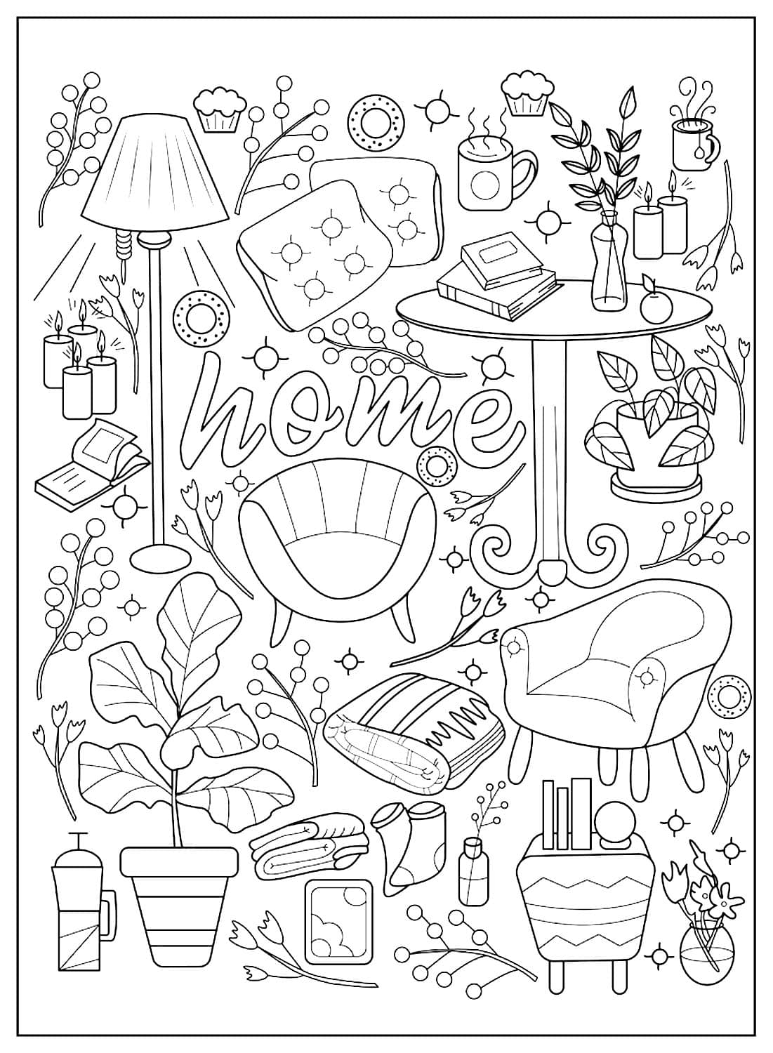 30 Cozy Home Coloring Pages Free Printable PDF Online Coloring