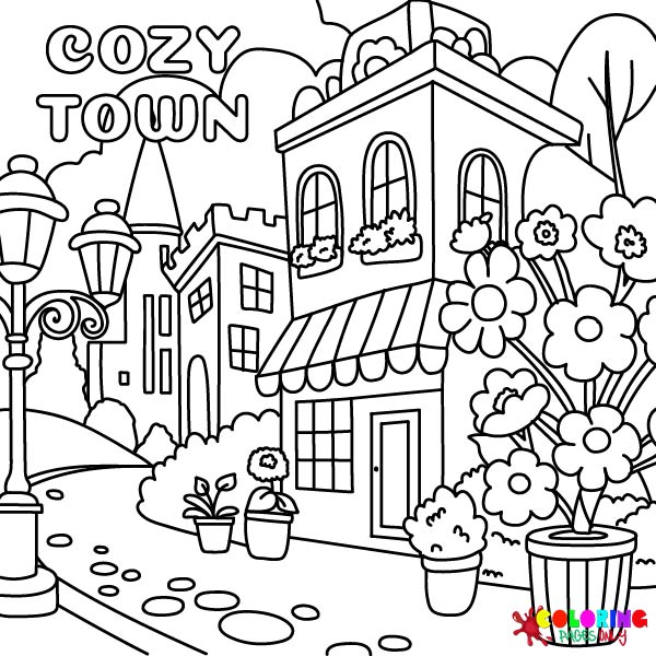 Cozy Town Coloring Pages