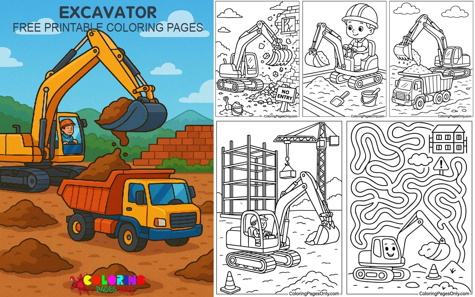 Excavator Coloring Pages