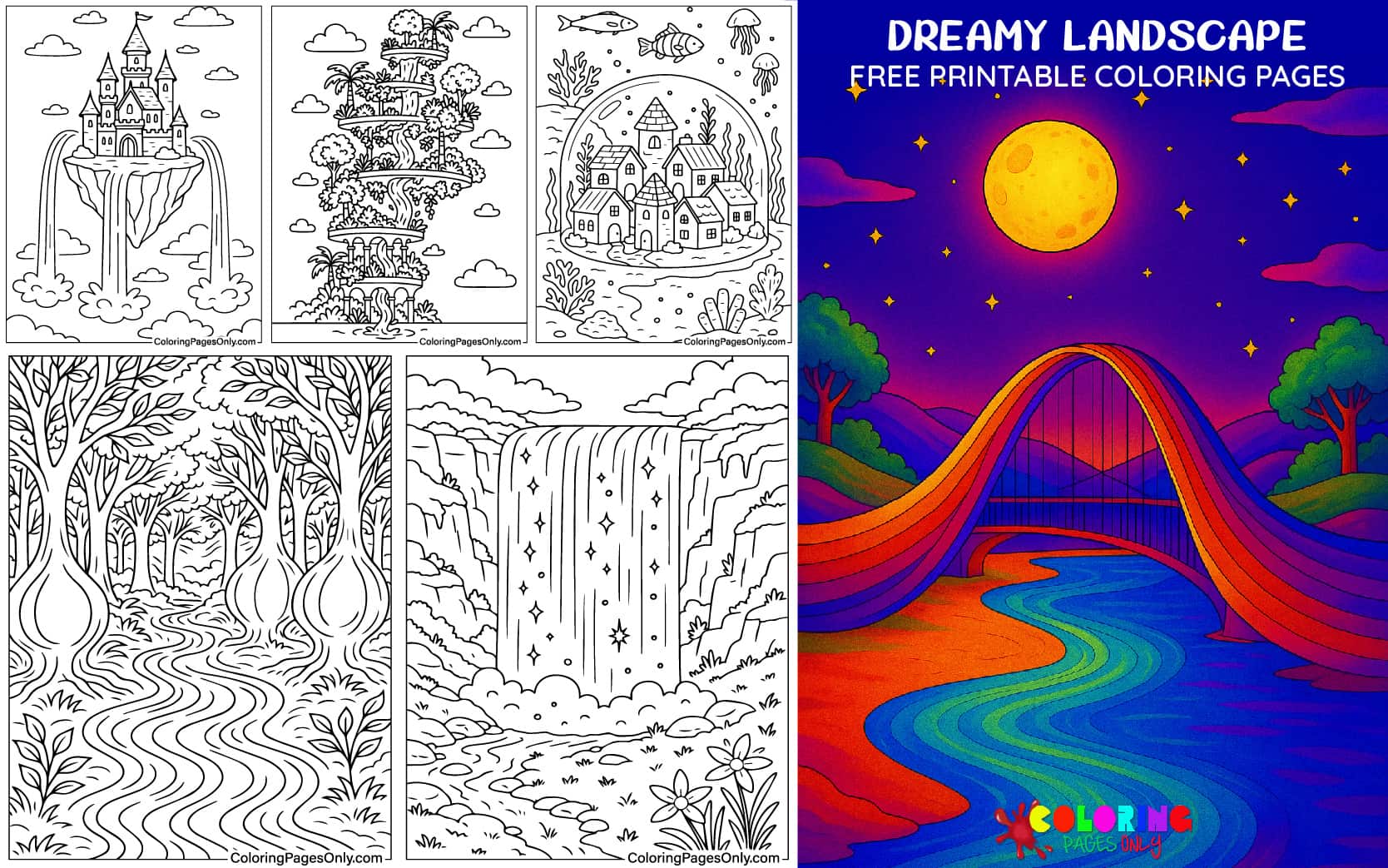 Dreamy Landscape Coloring Pages
