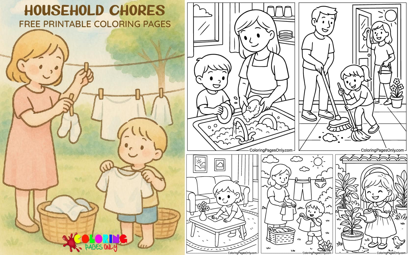 Household Chores Coloring Pages