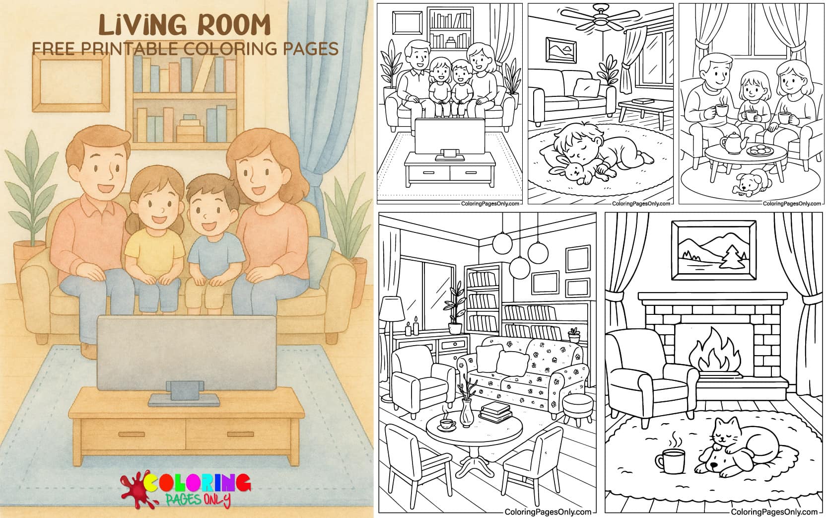 Living Room Coloring Pages