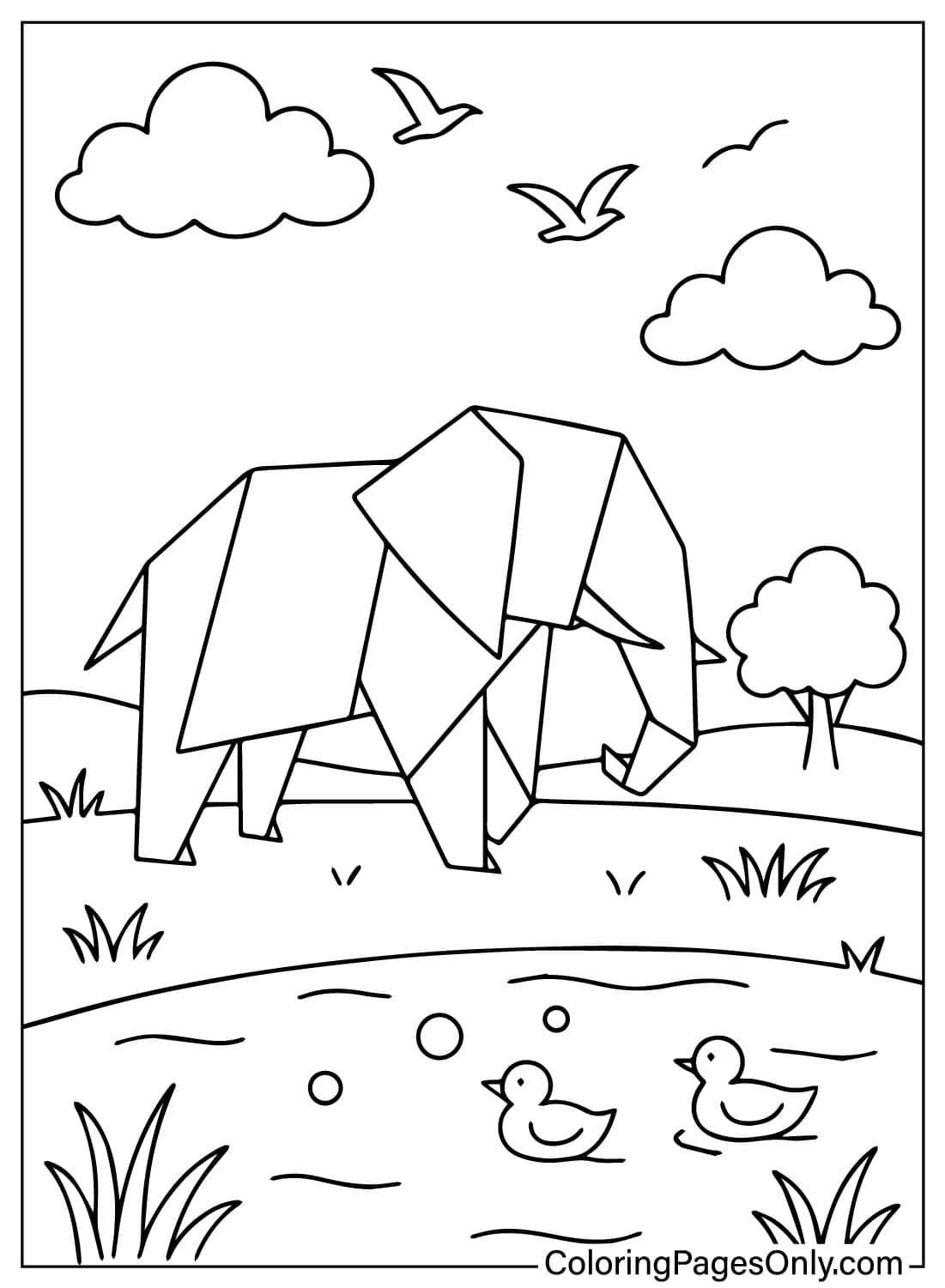 Origami Coloring Pages