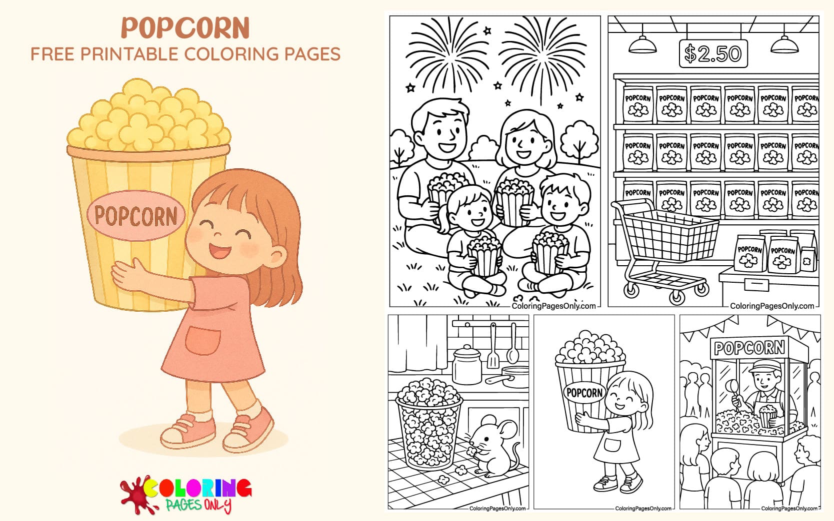 Popcorn Coloring Pages