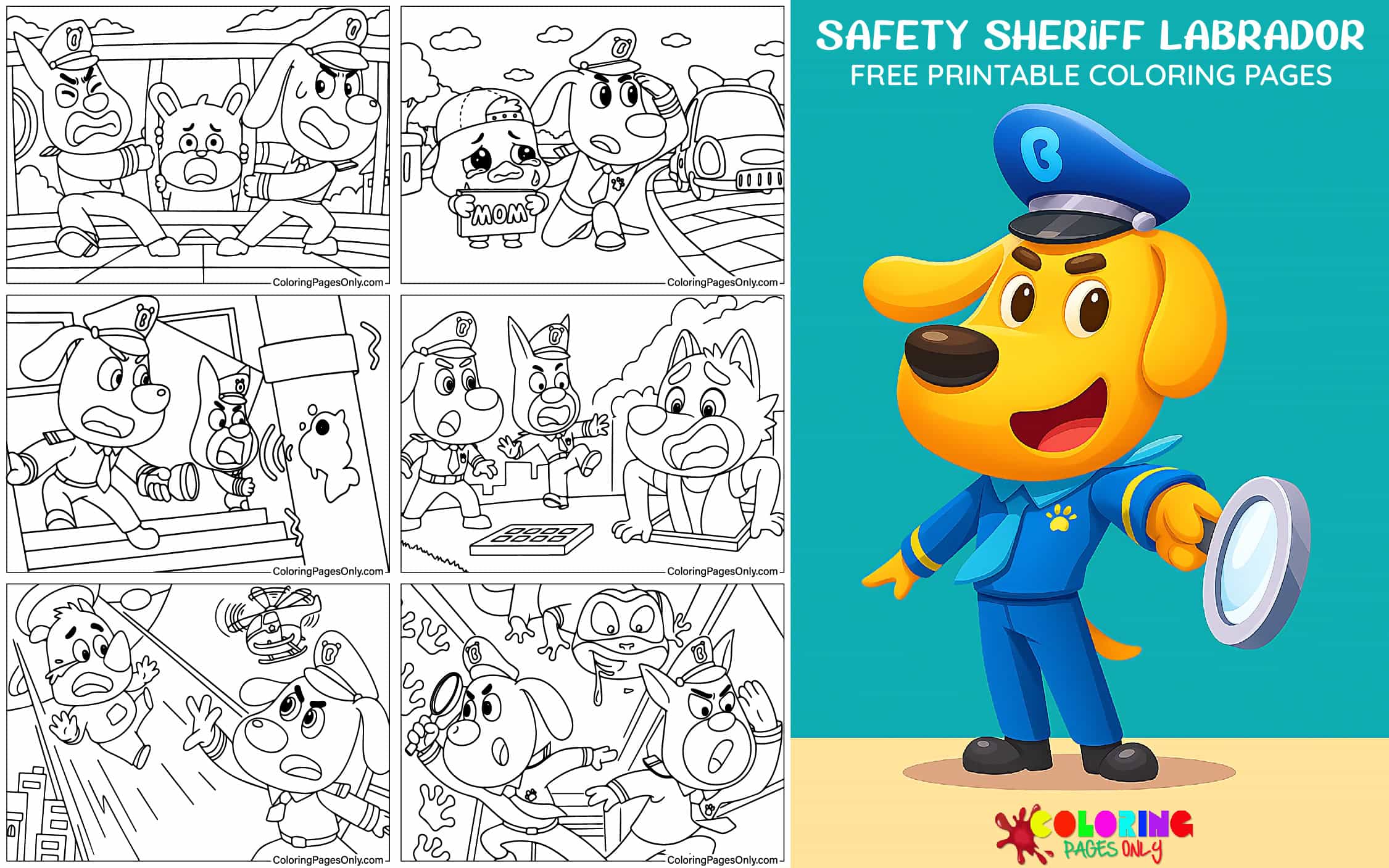 Safety Sheriff Labrador Coloring Pages