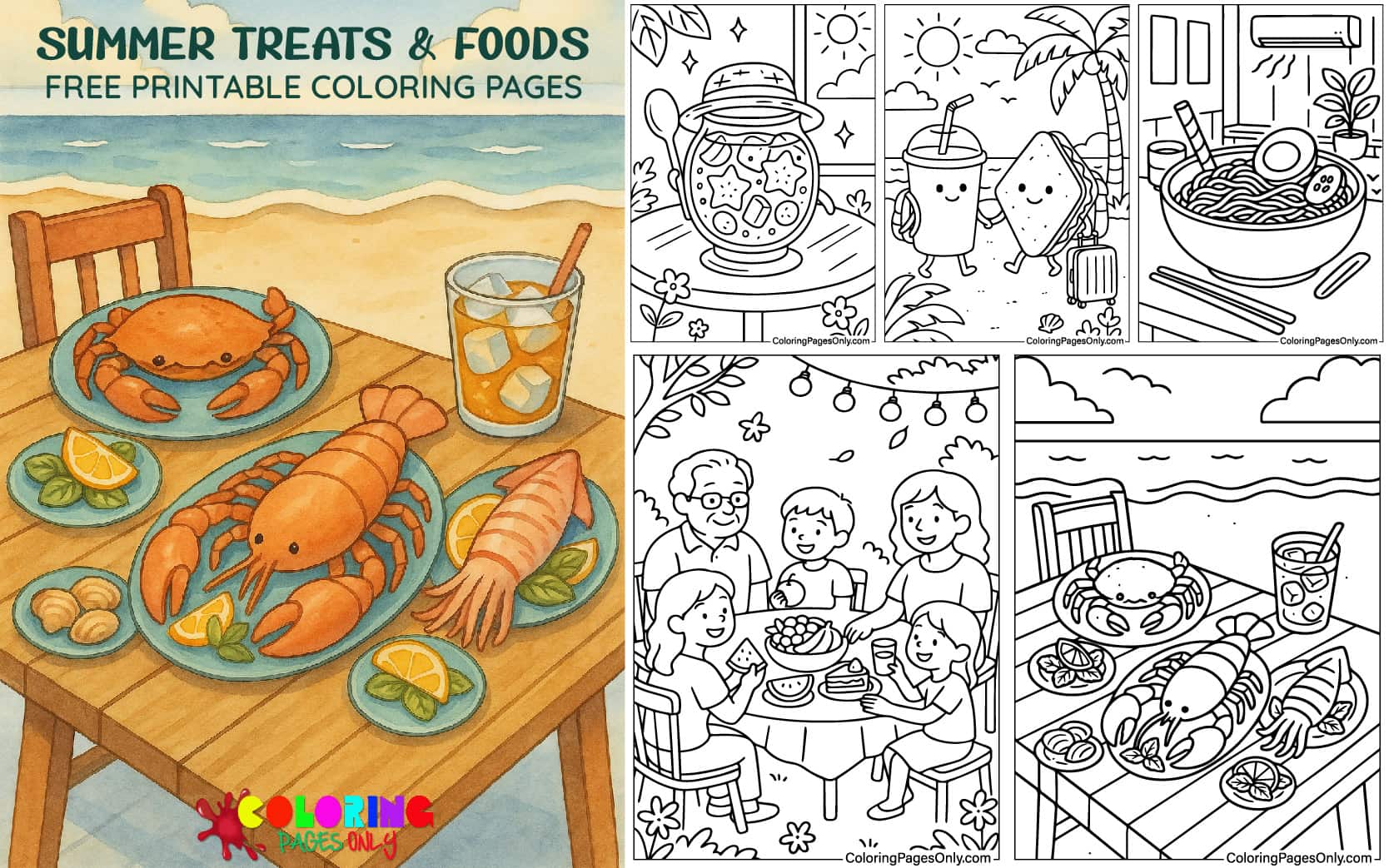 Summer Treats & Foods Coloring Pages