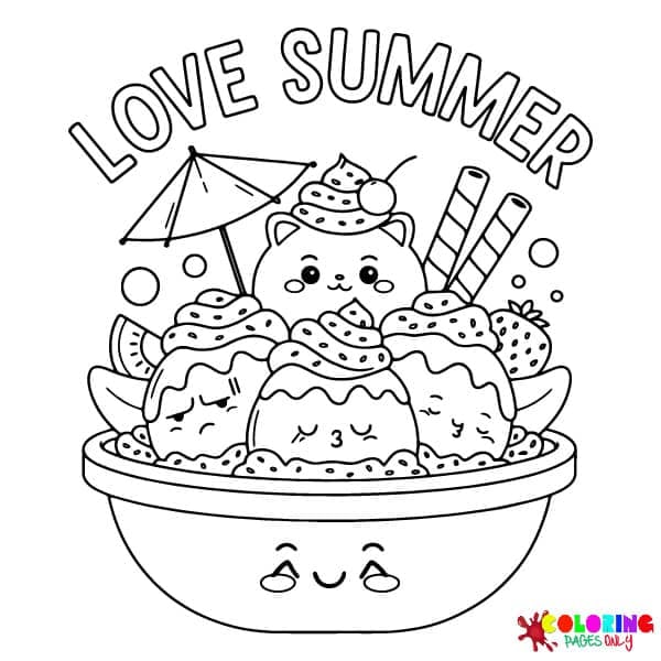 Summer Treats & Foods Coloring Pages