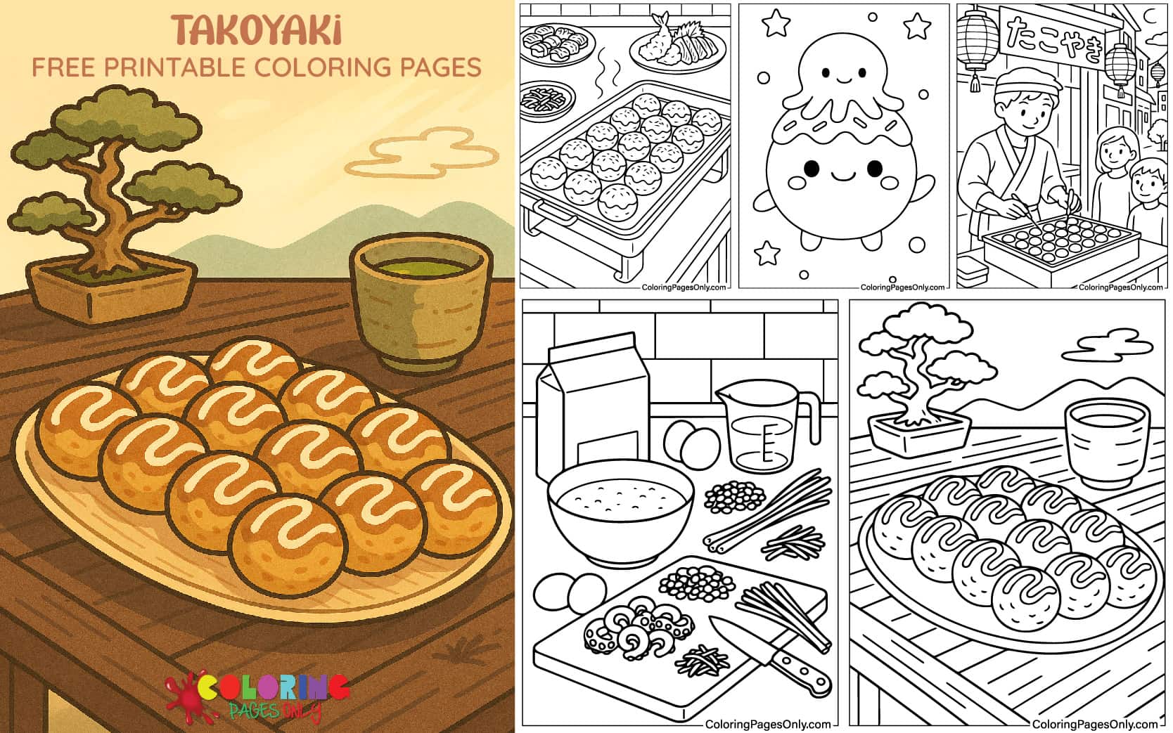 Takoyaki Coloring Pages