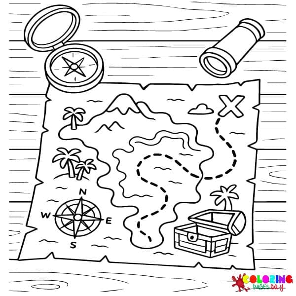 Treasure Map Coloring Pages