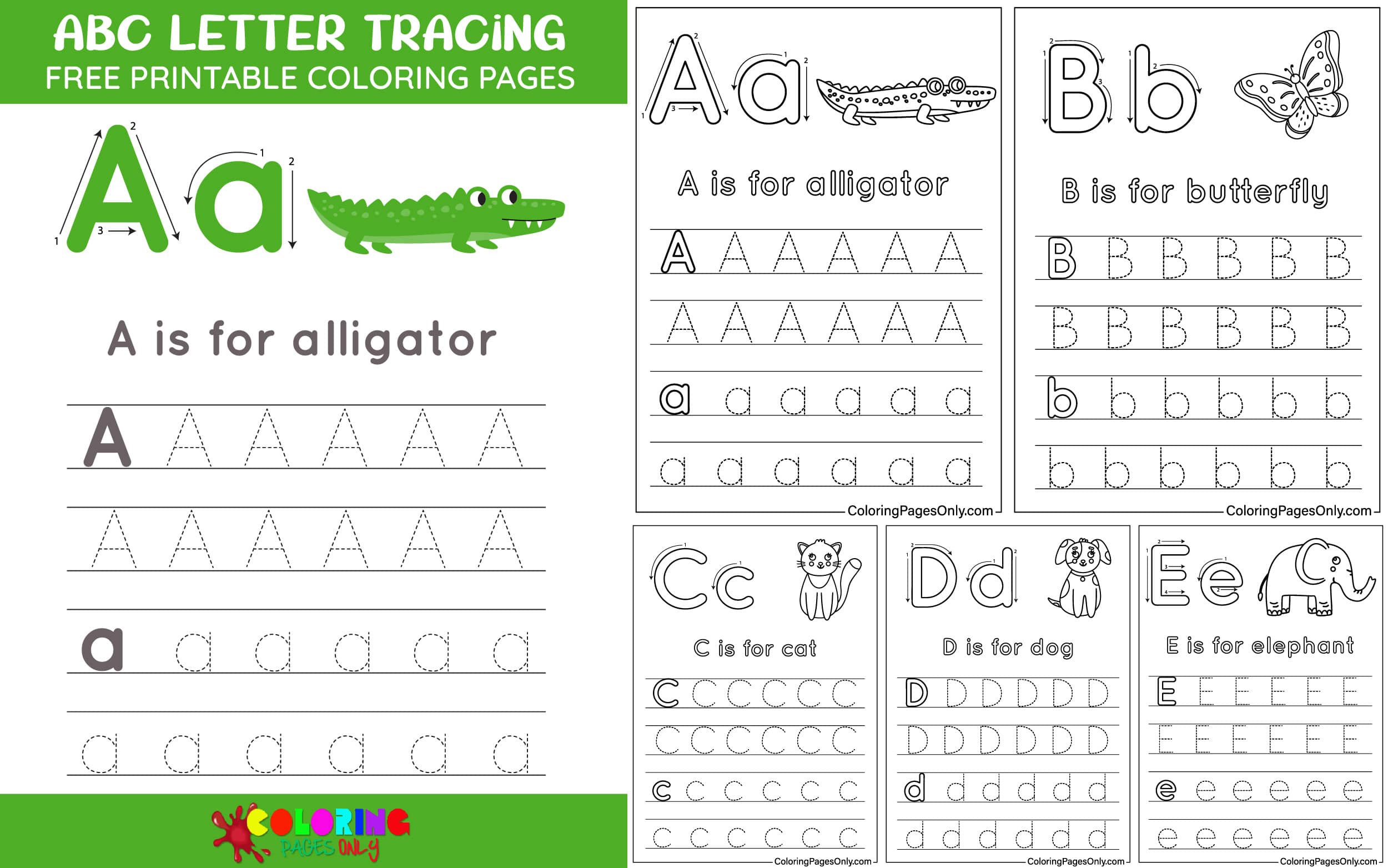 ABC Letter Tracing Coloring Pages