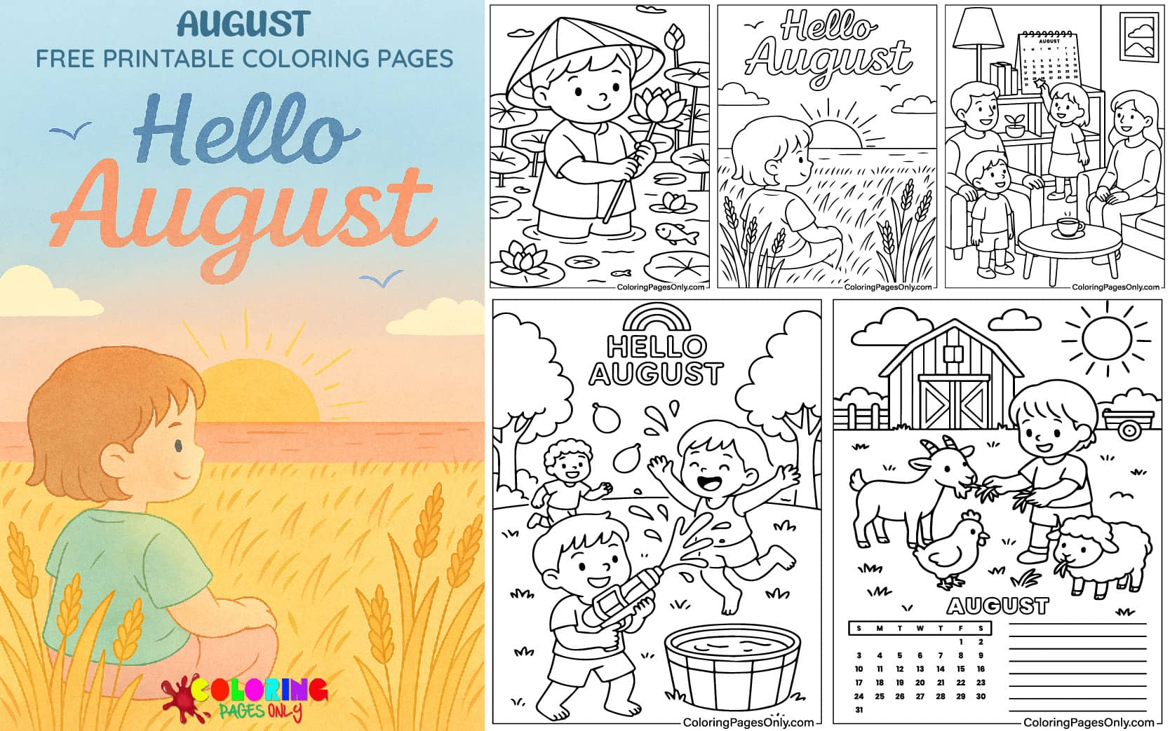 August Coloring Pages