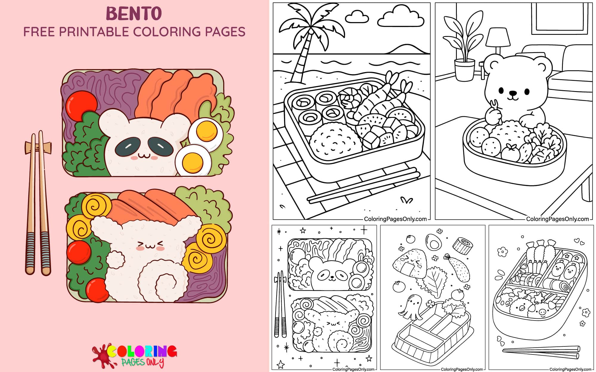 Whimsical Bento Coloring Pages