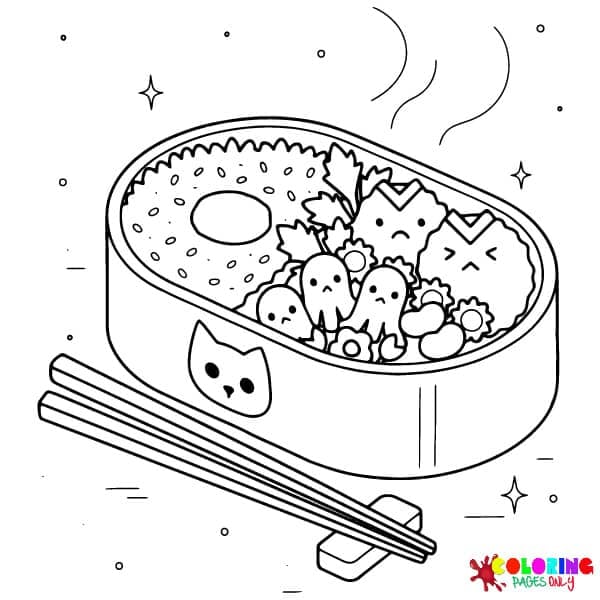Whimsical Bento Coloring Pages