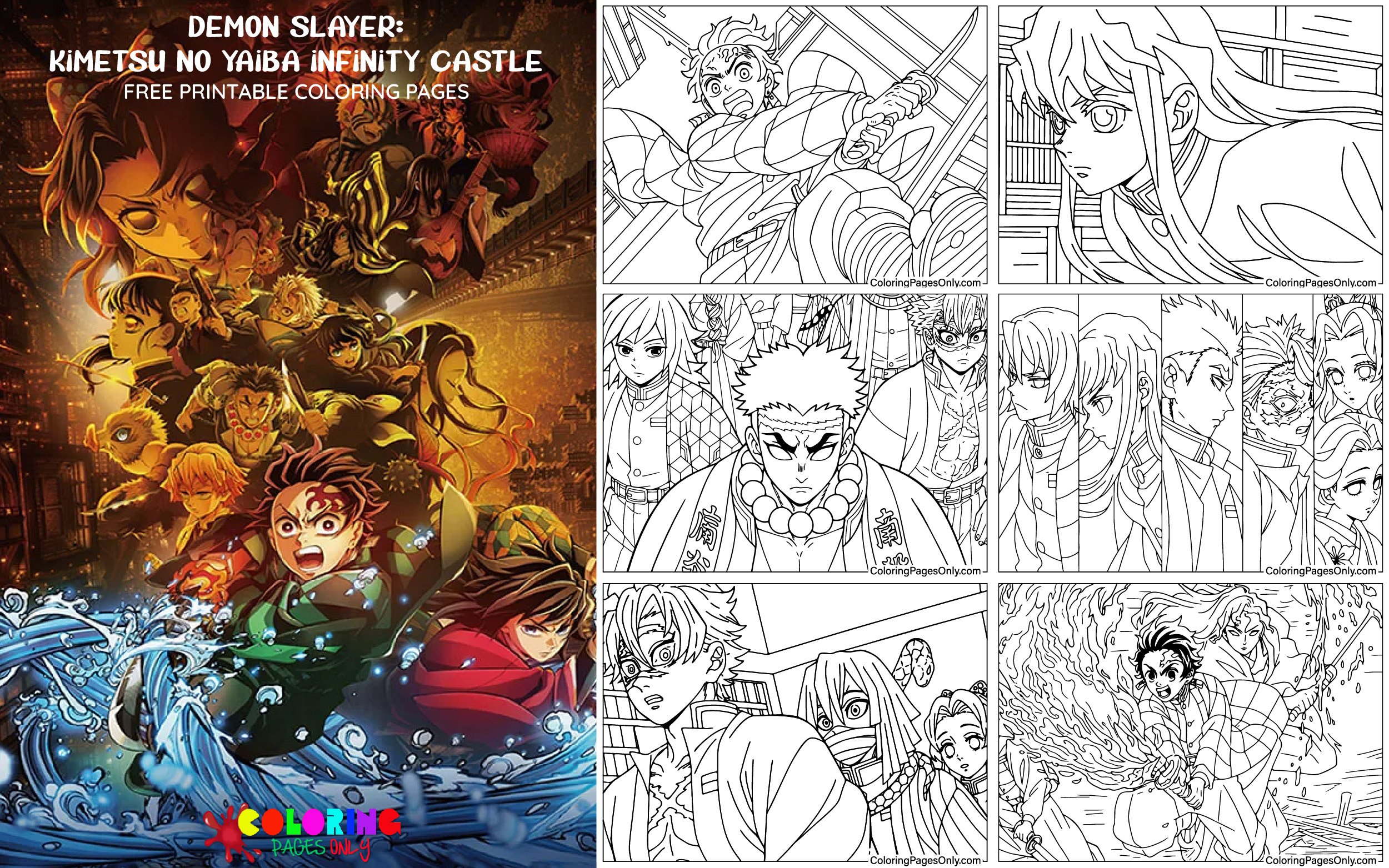 Demon Slayer: Kimetsu no Yaiba Infinity Castle Coloring Pages