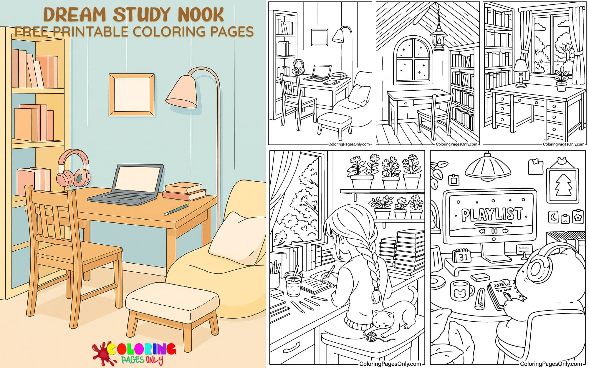Dream Study Nook Coloring Pages