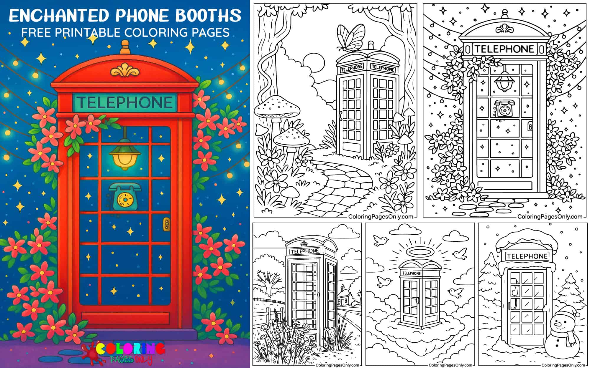 Enchanted Phone Booths Coloring Pages