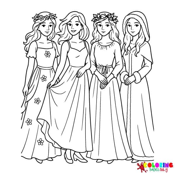Four Seasons Girls Coloring Pages