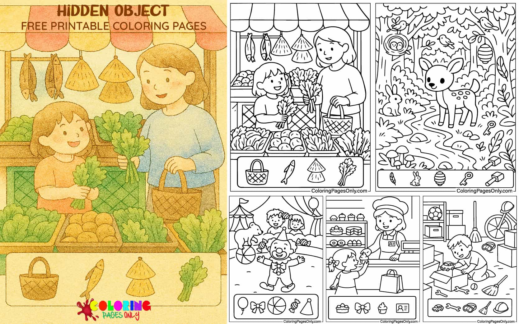 Hidden Objects Coloring Pages