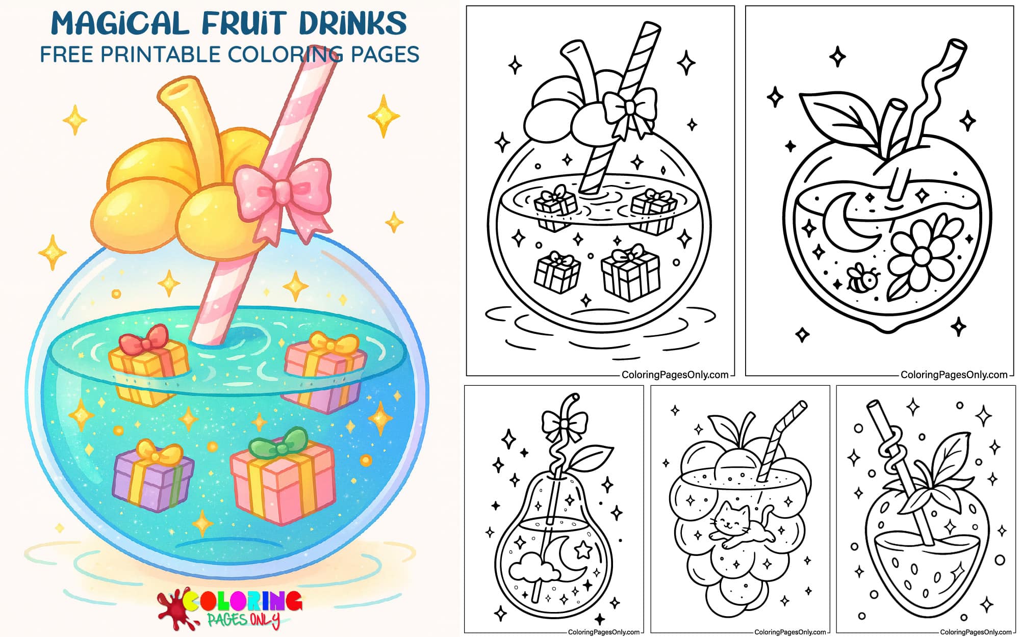 Magical Fruit Drinks Coloring Pages