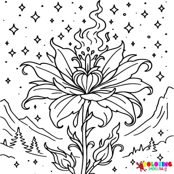 Midnight Flowers Coloring Pages