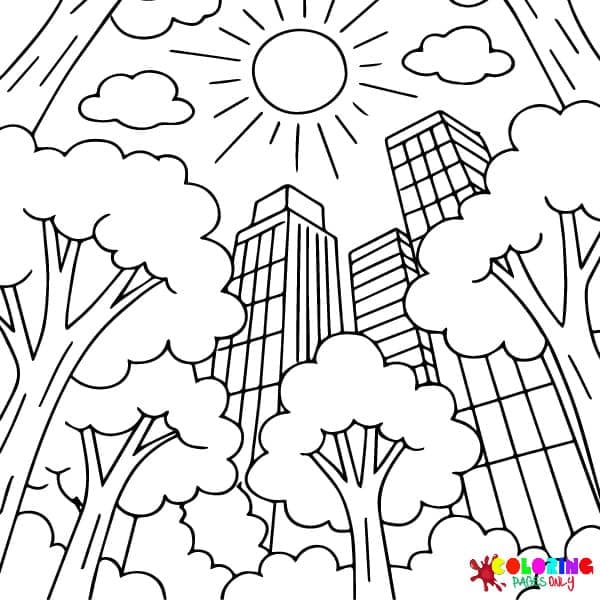 Multidimensional City Coloring Pages