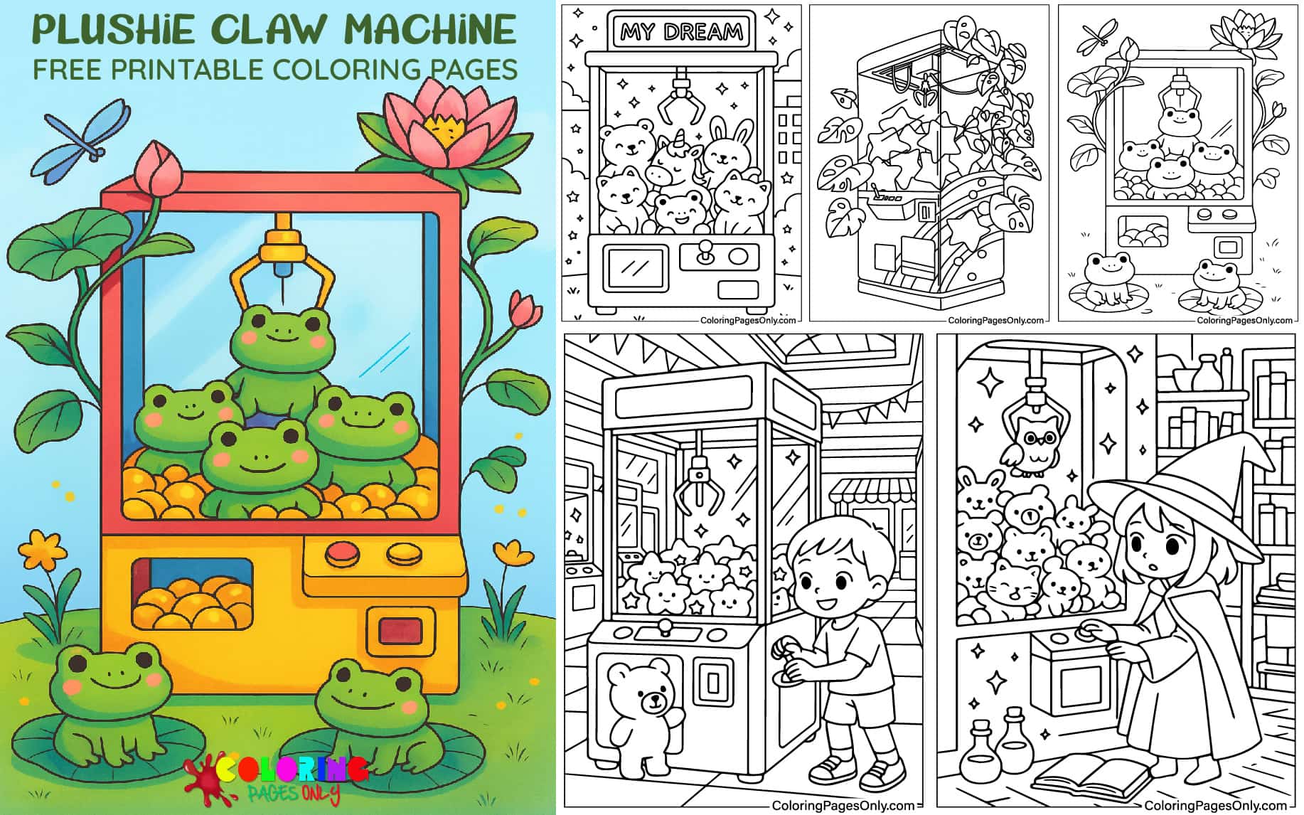 Plushie Claw Machine Coloring Pages