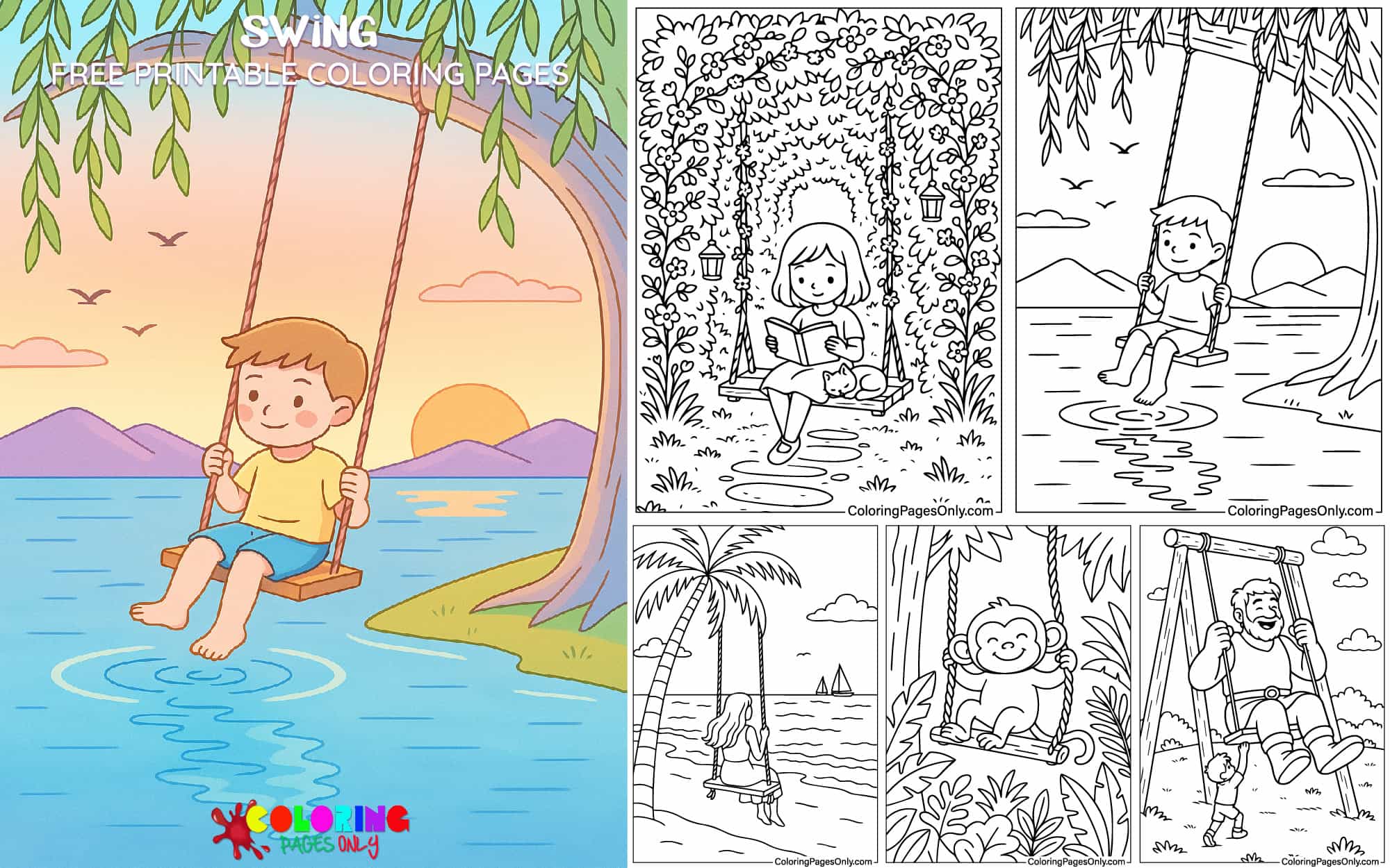 Swing Coloring Pages