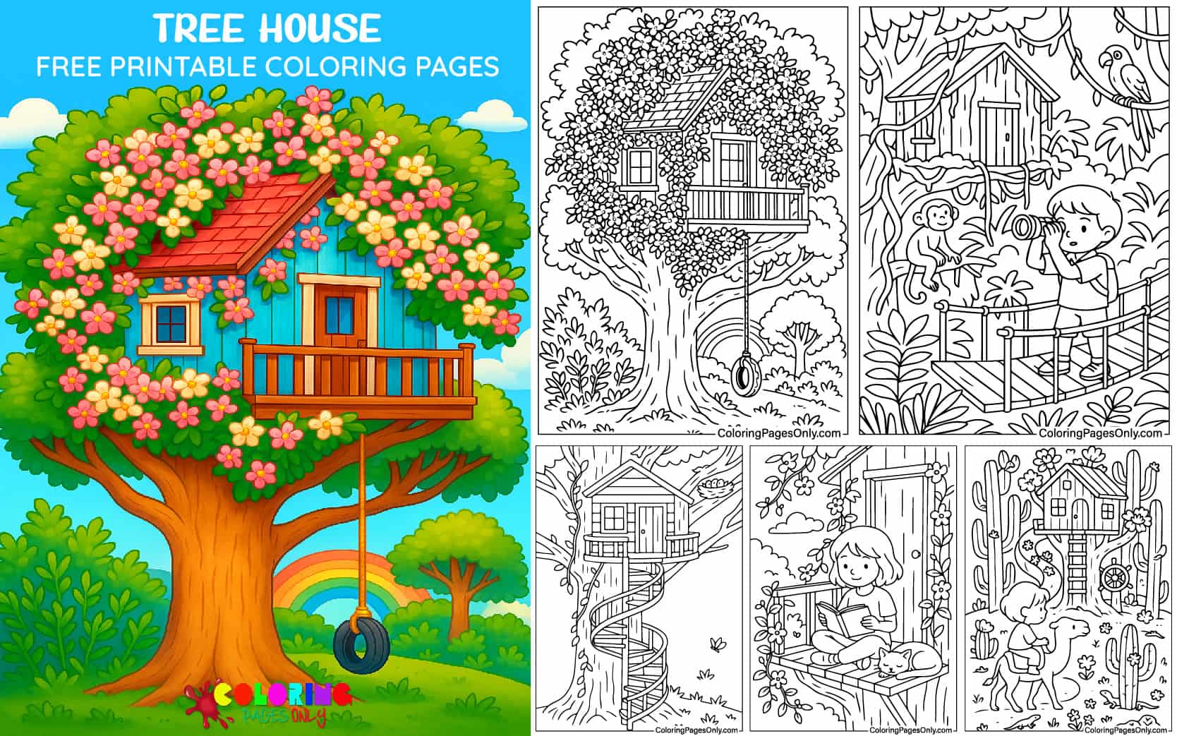 Tree House Coloring Pages