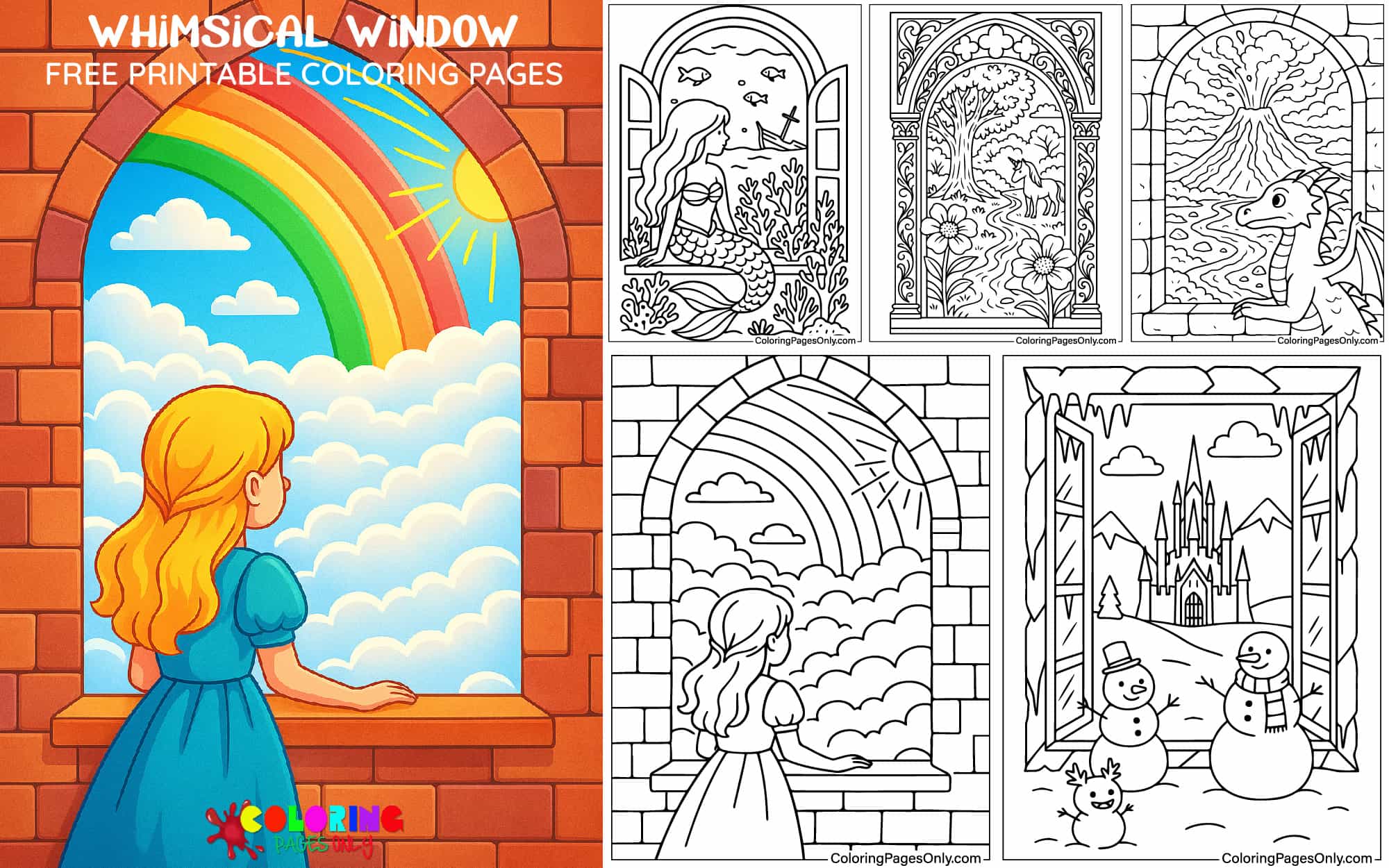 Whimsical Window Coloring Pages
