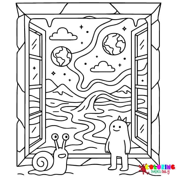 Whimsical Window Coloring Pages