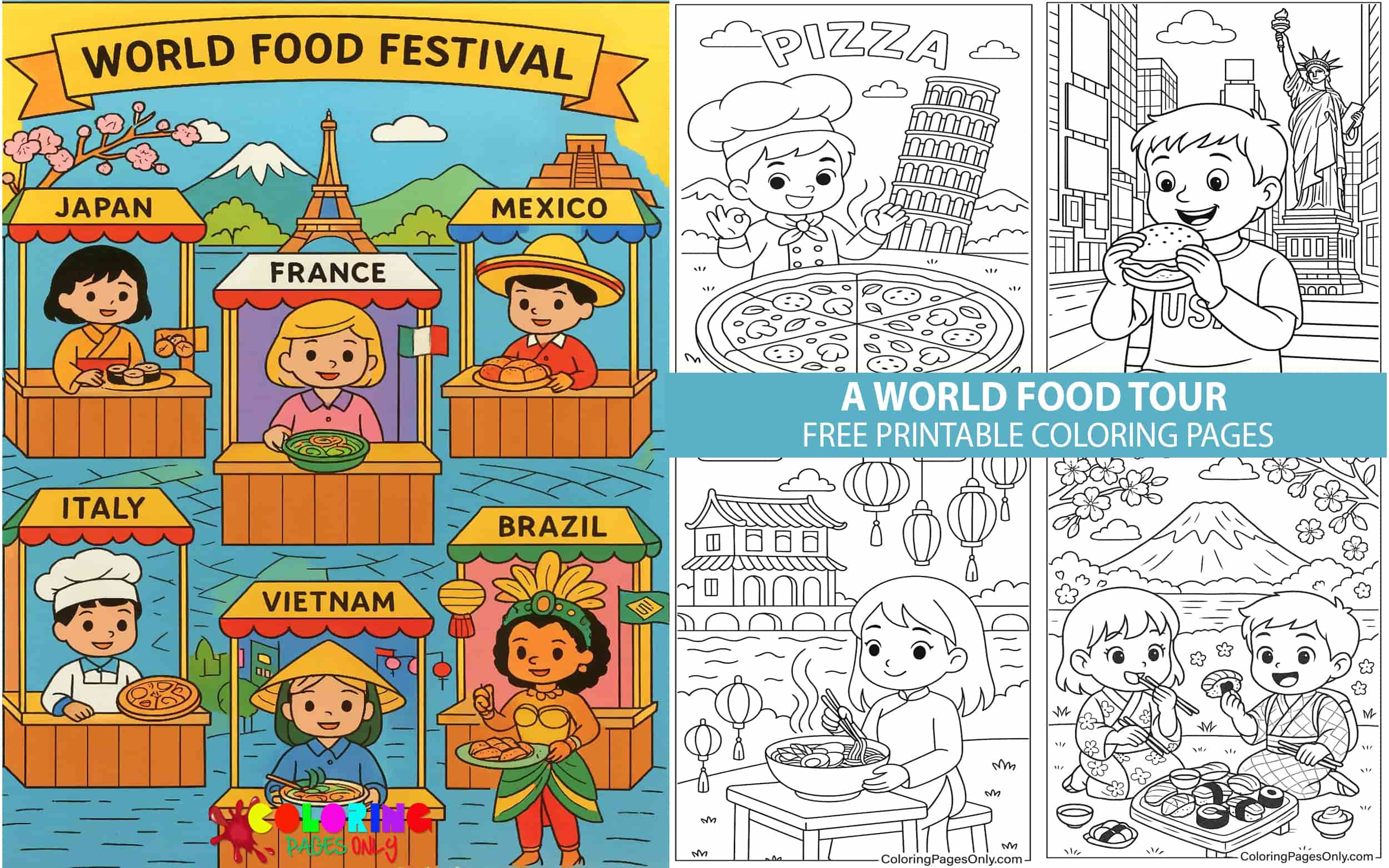 A World Food Tour Coloring Pages
