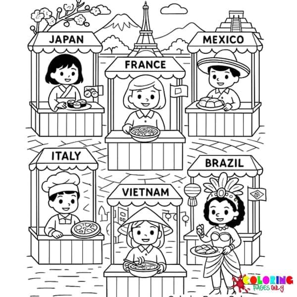 A World Food Tour Coloring Pages