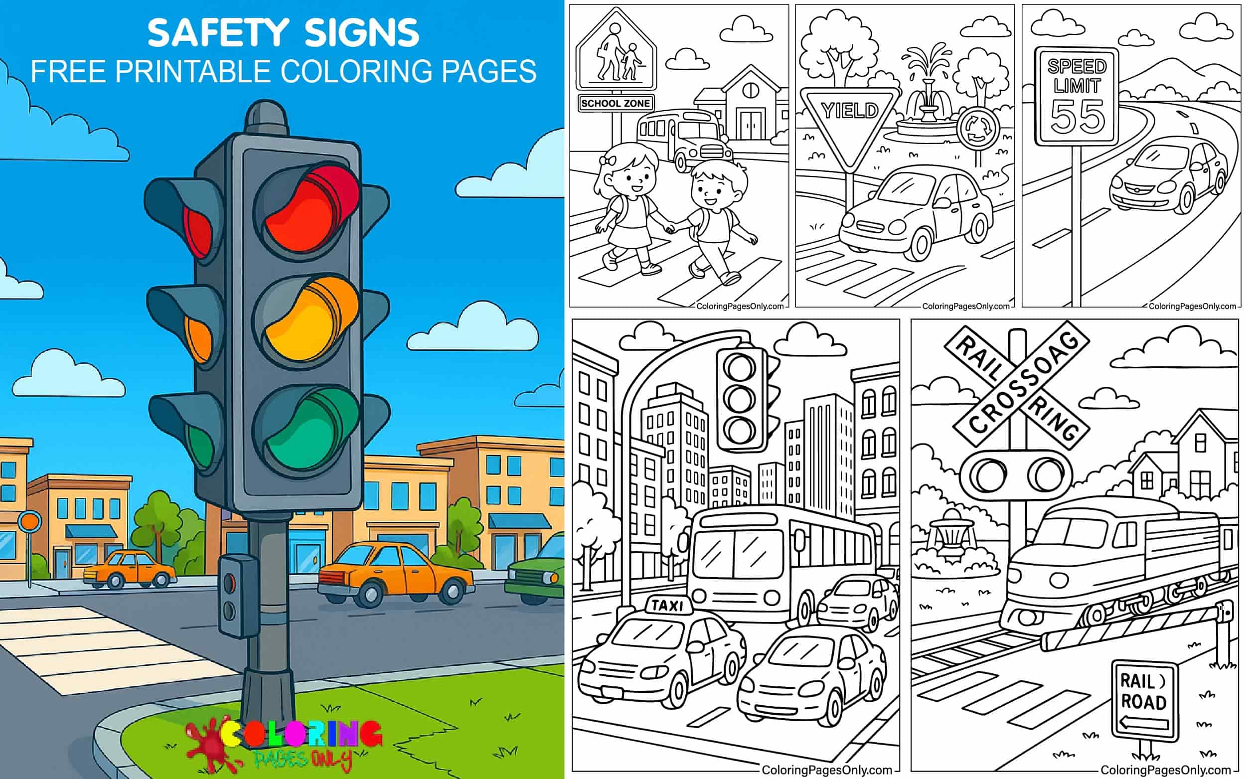Safety Signs Coloring Pages