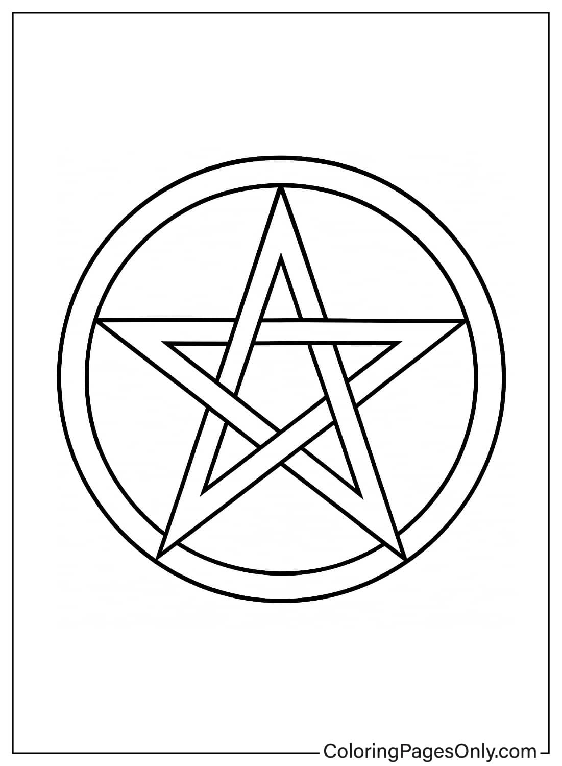 Printable Wicca coloring page of a classic pentagram inside a circle for easy coloring. from Wicca & Pagan