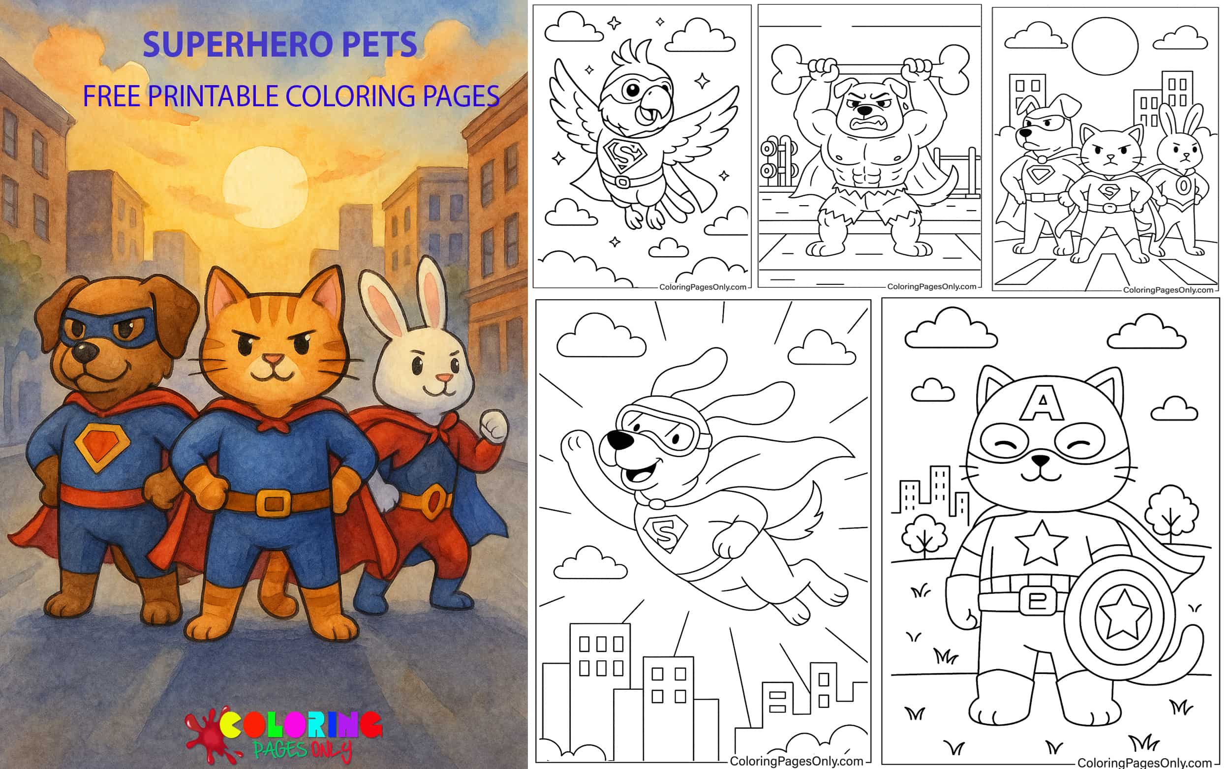 Superhero Pets Coloring Pages